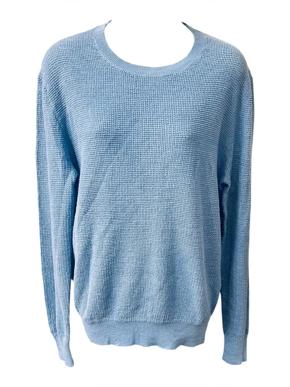 Polo Ralph Lauren 100% Linen Waffle Knit Sweater Blue Size Small Coastal